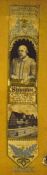 Shakespeare Tercentenary 1864 Silk Woven Bookmark coloured with text as follows ‘Shakespeare he