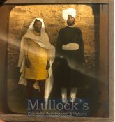 Original Glass slide of a native Sikh couple Amritsar, Punjab. c1900s