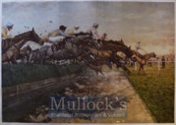 Klaus Philipp Signed ‘Grand National’ Colour Print 1983 depicts the Water Jump, signed to the