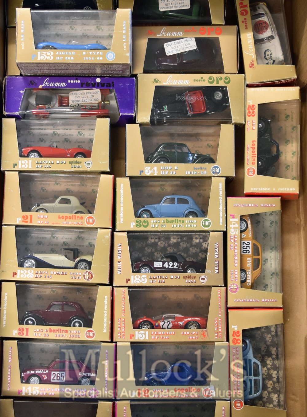 Brumm Series ORO Diecast Cars – To include Jaguar, Porsche, Afa Romeo, Topolino, Belvedere, 1100B,