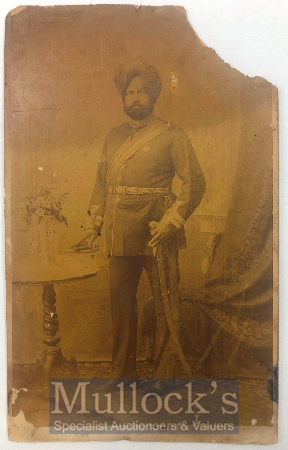 India & Punjab – Sikh Officer of Jind State Cabinet Card A fine original antique very large