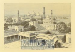 India – ‘General View of Lahore’ Wood Engraving by Taylor, mounted measures 32x26cm approx.
