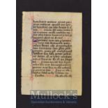 Great Britain - An Early English Manuscript Leaf From A "Book Of Hours" Circa 1280s Has two