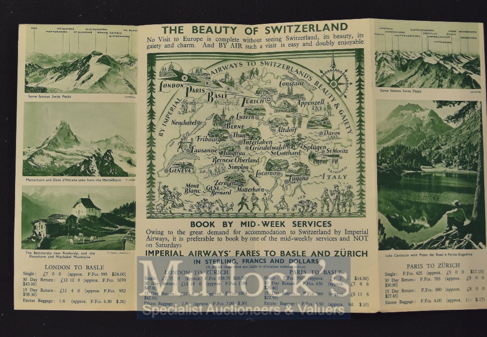 Visit Switzerland By Imperial Airways 1933 Publication With two photographs of their aircraft and - Image 2 of 2