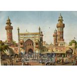 India – ‘The Mosque of Wuzeer Alee Khan, Lahore’ Colour Print after W. Carpenter Jun, mounted