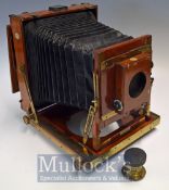 Victorian Plate Camera: Full plate, Mahogany brass with Dark Slide, Thornton Pickard Shutter and