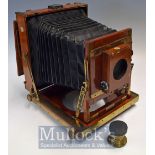 Victorian Plate Camera: Full plate, Mahogany brass with Dark Slide, Thornton Pickard Shutter and