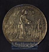 Jernigan’s Lottery - Impressive Silver Medallion Dated 1736 Obverse; Standing figure of Britannia