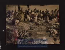 Gandhi Press Photograph ‘Gandhi’s funeral Pyre’ notes and press stamp to reverse, measures 20x18cm