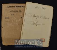 1901 Emilio Bacardi-signed string-bound manuscript - a group of documents relating to the service of