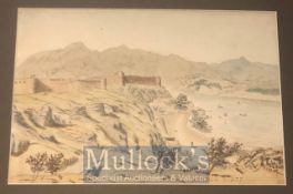 India - Original Watercolour of the Fort at Attock, NWFP. Painted by British officer in the