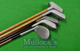 Selection of Hickory / Steel Golf Clubs: Alloy to include A G Spalding, Mills, Niblick A/F (5)