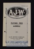 A.J.W. Motor Cycles 1931 Sales Catalogue A period 4 page Sales Catalogue, illustrating three