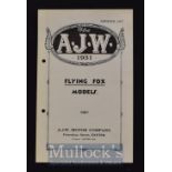 A.J.W. Motor Cycles 1931 Sales Catalogue A period 4 page Sales Catalogue, illustrating three