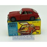 Corgi Toys 327 MGB GT - red body, pale blue interior, brown luggage case, chrome front and rear