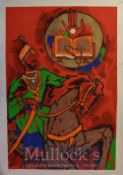 India – MF Hussain Signed Artwork depicts Guru Gobind Singh – Signed in Pencil to the bottom,