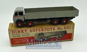Dinky Toys 501 Foden (1st Type) Diesel 8-wheel Wagon - mid-grey cab, back, red flashes and ridged