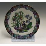 Victorian Plate: Highly decorated and still having vibrant colours, flower and bird design 24cm