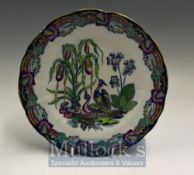 Victorian Plate: Highly decorated and still having vibrant colours, flower and bird design 24cm