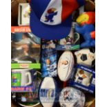 Selection of Football related Merchandise: To include Mugs, Caps, Key Rings, Figures (Box)