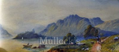 Asia Artwork – Pair of Watercolour Paintings depicting River Views with Mountains in background,