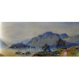 Asia Artwork – Pair of Watercolour Paintings depicting River Views with Mountains in background,