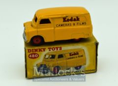 Dinky 480 Bedford "Kodak" Delivery Van Diecast Toy - dark yellow, red ridged hubs in fair box