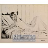 Marilyn Monroe ‘Niagara - In Bed’ Fine Pencil Drawing – finely executed with ‘RF76’ signed in pen