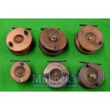 Various Nottingham Wooden Fishing Reels: Mostly 3.5 ins some with defects (6)