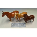 Beswick China Horses: 8" High marked C.M. Hasse Dainty, 7.5" Brown with white feet together with