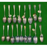 Selection of Georgian / Victorian Silver Tea Spoons: To include Monogrammed examples overall wear