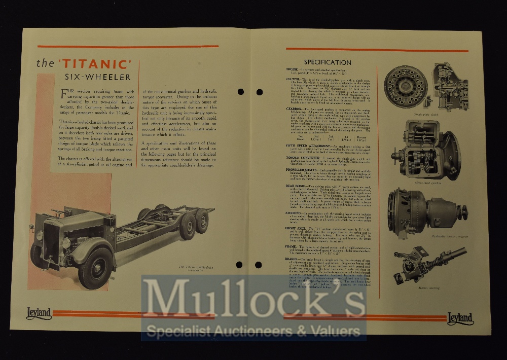 Leyland Bus; The ‘Titanic’ Six-Wheeler. 1937 Trade Brochure A 4 page brochure detailing this very - Image 2 of 2