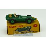 Dinky Toys 239 Vanwall Racing Car - green, silver trim, figure driver, mid-green ridged hubs with