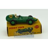 Dinky Toys 239 Vanwall Racing Car - green, silver trim, figure driver, mid-green ridged hubs with