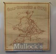 Golf Courses on the GWR Map Circa 1930s laid to backing paper, with folds, measures 54x57cm approx.