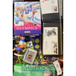 Olympic Games Collectables – To consist of Plastic cartoon figures, FDC, Tennis balls, Medallions,
