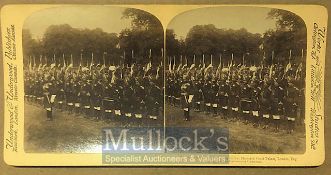 Original stereo view photo of Sikh lancers on review at Hampton court palace. c1900s