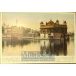 India - Original coloured print of Amritsar Golden Temple, sacred shrine of the Sikhs. c1900s 21 x