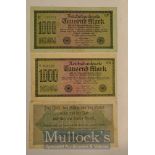 WWII Anti-Jewish Propaganda Banknotes inflation era German banknotes over-printed with Anti-