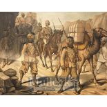 India - Lithograph of a baggage train on the march, Sikh escorts of the 20th Bengal (Punjab)