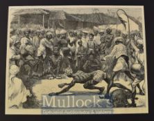 India – ‘Human Tigers at the Mohurrum Festival’ Engraving 1872 measures 31x24cm approx., with