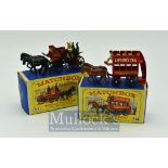 Matchbox Models of Yesteryear Y4 & Y12 Diecast Toys – Horse Bus and Horse Drawn Fire Engine both