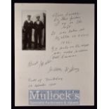 Autograph – William Frederick Stone (1900-2009) WWI Veteran Hand Written Signed Letter - Mr Stone