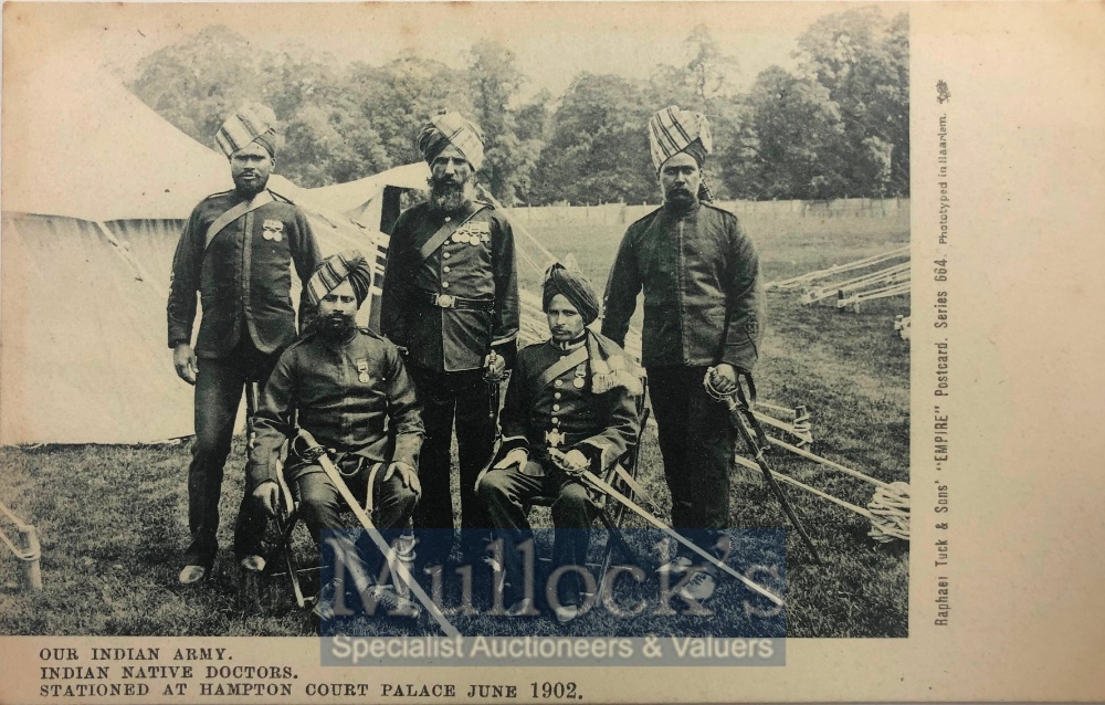 India & Punjab – Sikhs Soldiers at Hampton Court Postcard A rare antique postcard of Indian Army