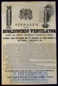 Broadside c.1840 – ‘Stedalls Patent Scolecothic Ventilator’– cure all smoky chimneys caused by wind,