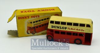Dinky Toys 290 Double Decker "Dunlop" Bus - two-tone cream, red including ridged hubs with black
