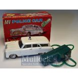 Marx Toys Battery Operated M1 Police Car – Remote Control, in white with green remote, in original