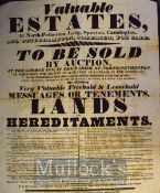 Somerset – Large Broadside ‘Valuable Estates to Be Sold by Auction’ At North-Petherton, Lyng,