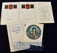 1928 Cunard Line RMS Aluania Dinner Menus to include 2x Lunch menus, a breakfast menu and dinner