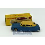 Dinky Toys 171 Hudson Commodore Sedan - two-tone blue, tan upper, fawn ridged hubs, silver trim -